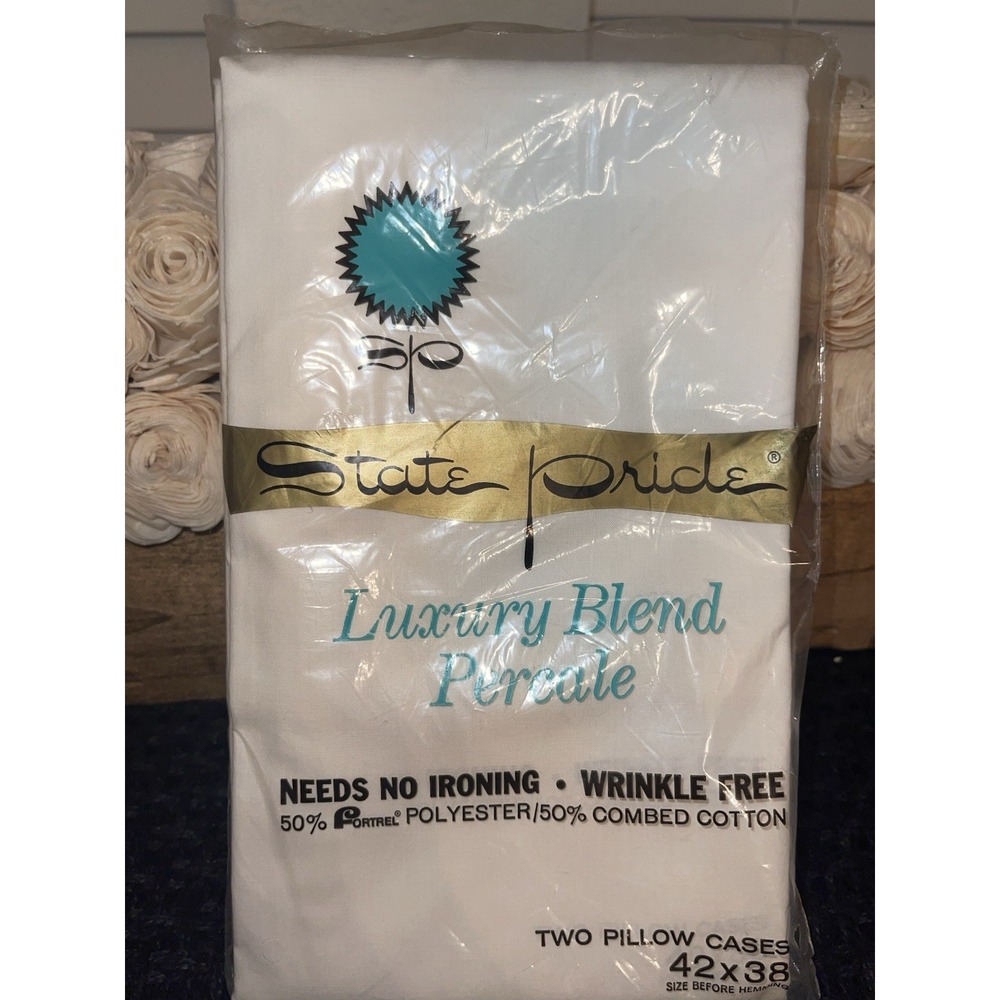 Vintage State Pride Luxury Blend White Queen Pillow Case 42 X 38 Set Of 2